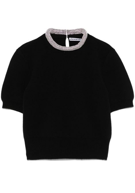 Top con decorazione di cristalli in nero Alexander wang - donna